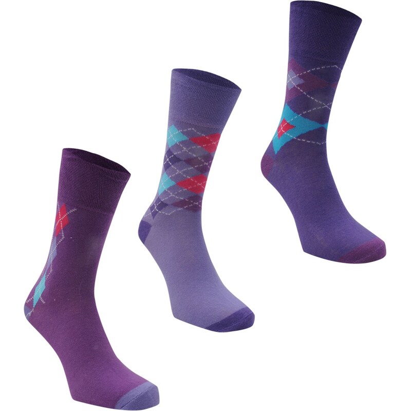 Mega Value Three Pack Non Elastic Design Socks Womens, purple
