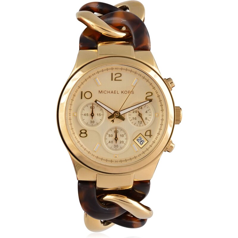 MICHAEL Michael Kors Chrono Tort Bracelet Watch, gold/brown