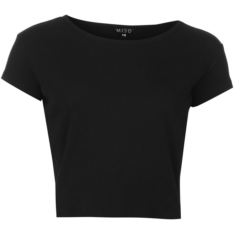 Miso Rib Crop Top, black