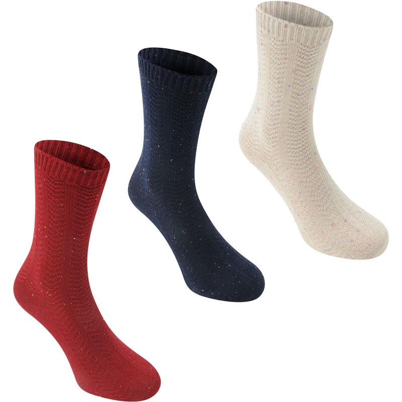 Miss Fiori 3 Pack Knitted Ankle Socks Ladies, red