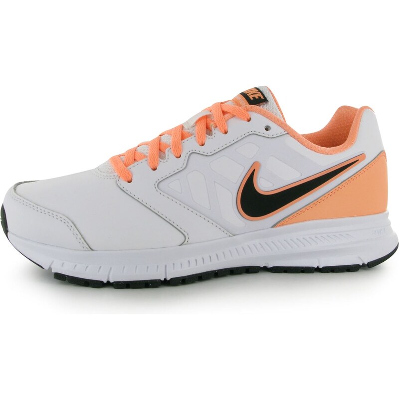 Nike Downshifter 6 Leather Ladies Running Shoes, white/blk/orng