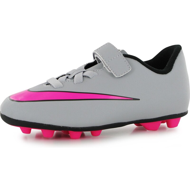 Nike Mercurial Kids Vortex Firm Ground Football Boot, wolf grey/pink
