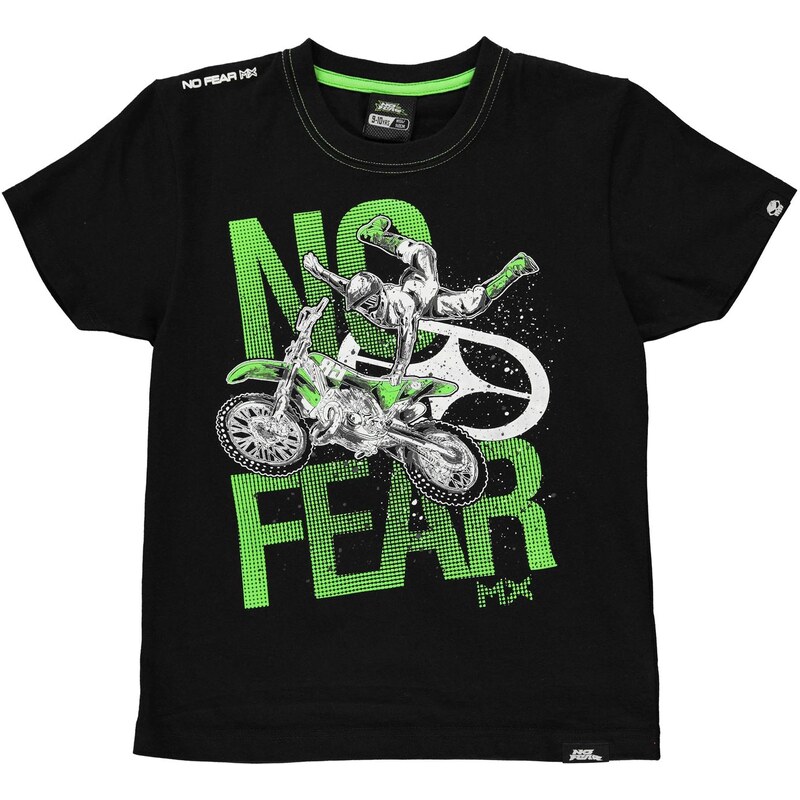 No Fear Moto Graphic Tshirt Junior Boys, black stuntbike