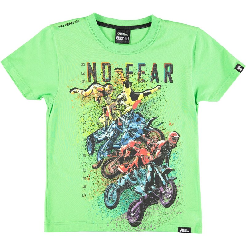 Triko No Fear Moto Graphic Tshirt dětské Boys Green Stuntmen