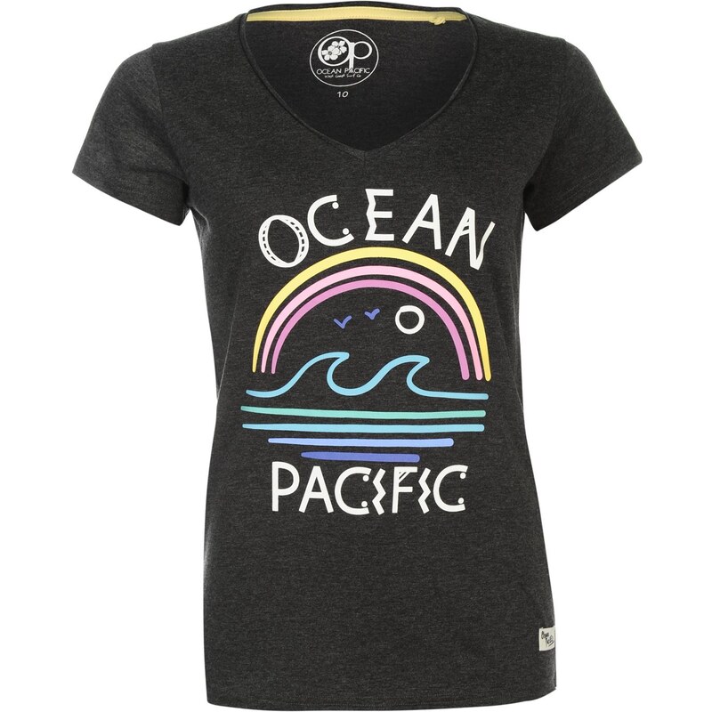 Tričko Ocean Pacific Pacific Graphic V Neck dám. sivě šedá