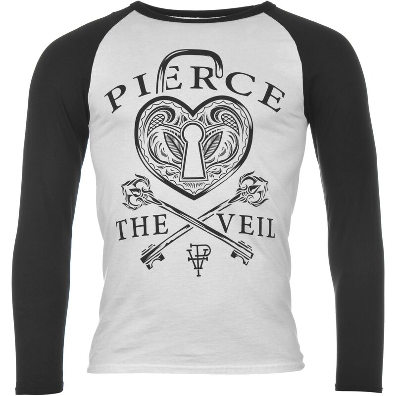Official Pierce the Veil Raglan T Shirt Mens, heart lock