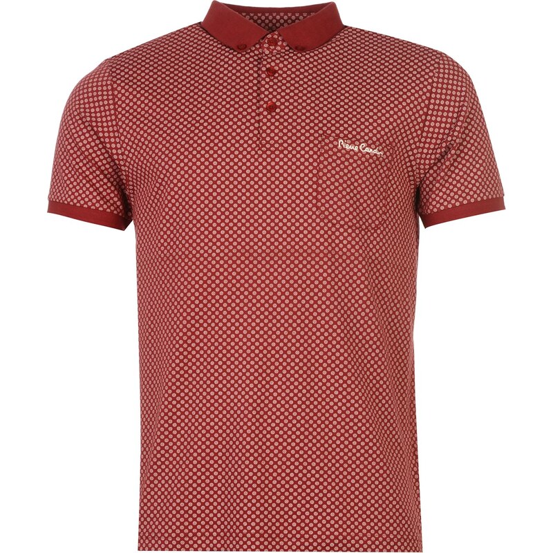 Pierre Cardin All Over Pattern Polo Shirt Mens, burgundy