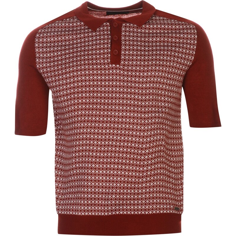 Pierre Cardin Jacquard Knitted Polo Shirt, dark red