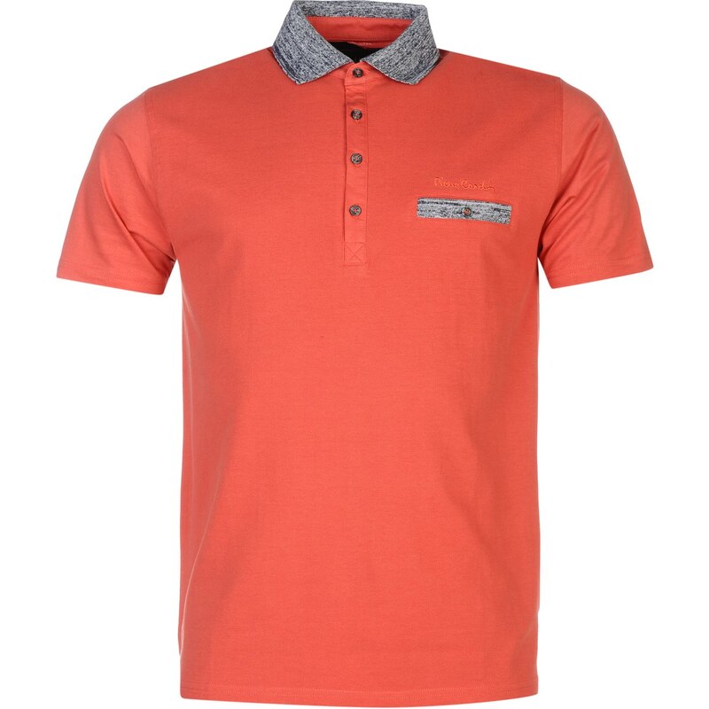 Pierre Cardin Marl Collar Polo Shirt Mens, coral