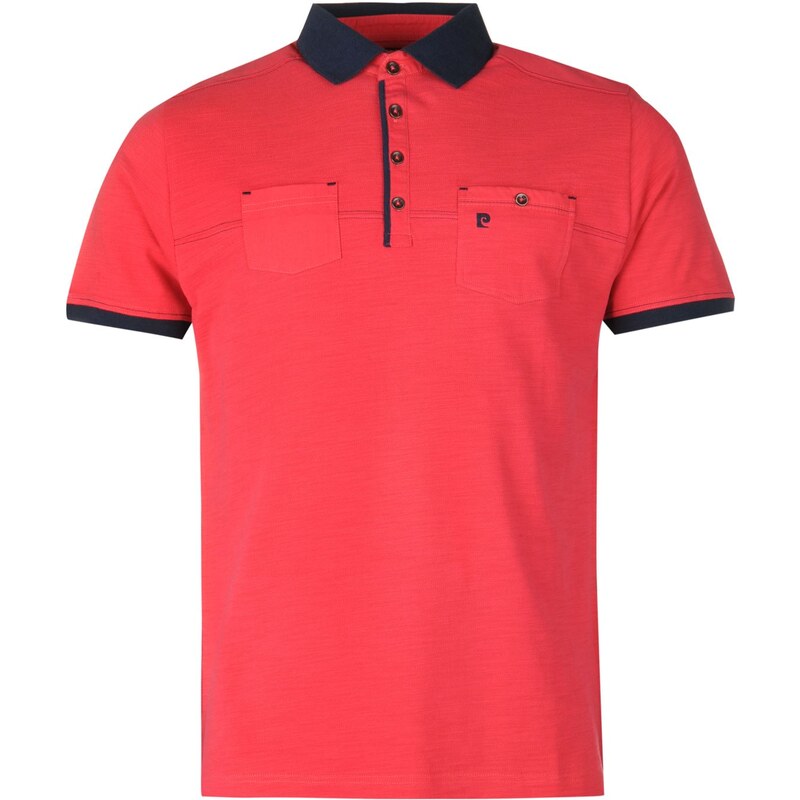 Pierre Cardin Slub Polo Shirt Mens, bright red