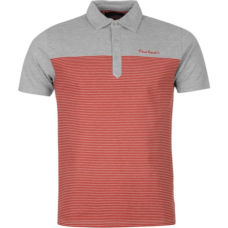 Pierre Cardin Striped Polo Shirt Mens, grey m/red