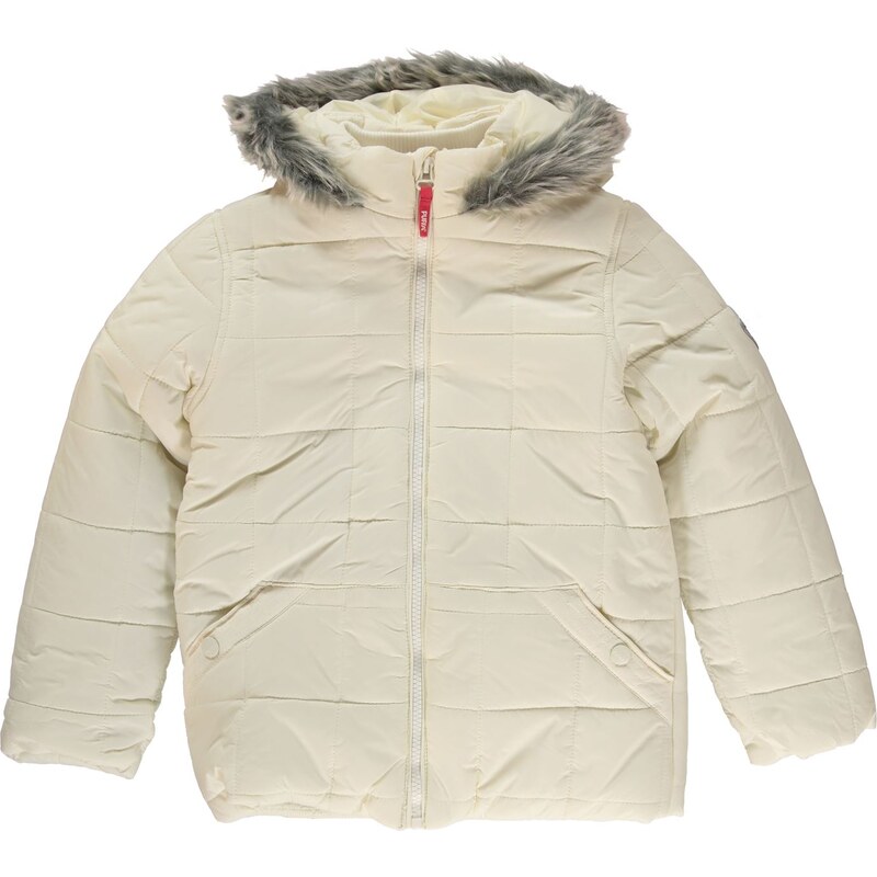 Puffa Fur Trim Jacket Junior Girls, white