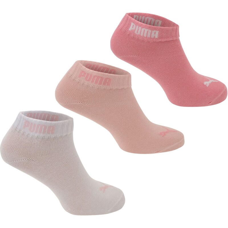 Puma Girls Quarter Socks 3 Pack, pink