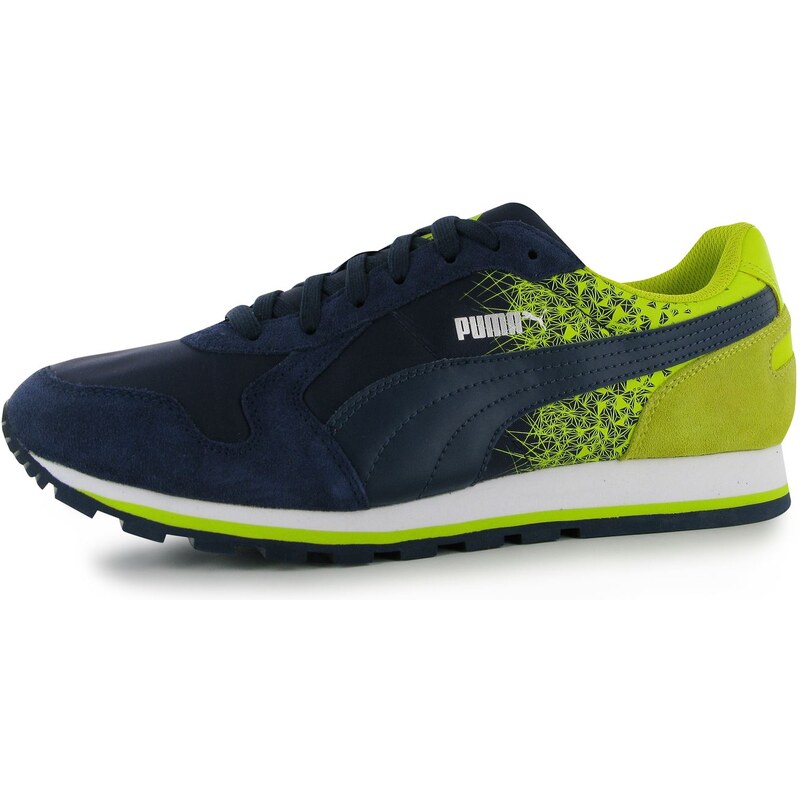 Puma ST Runner Fractured Mens Trainers, blue/yellow