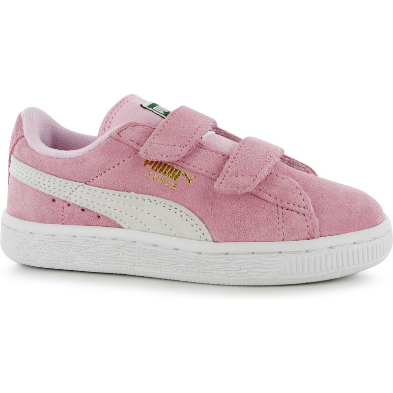 Puma Suede 2 Strap Fashion Trainers Childrens, pink lady/wht