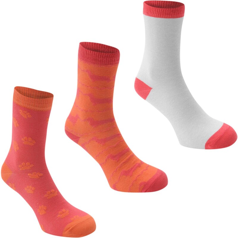 Rock and Rags and Rags 3 Pack Ladies Ankle Socks, coral multi