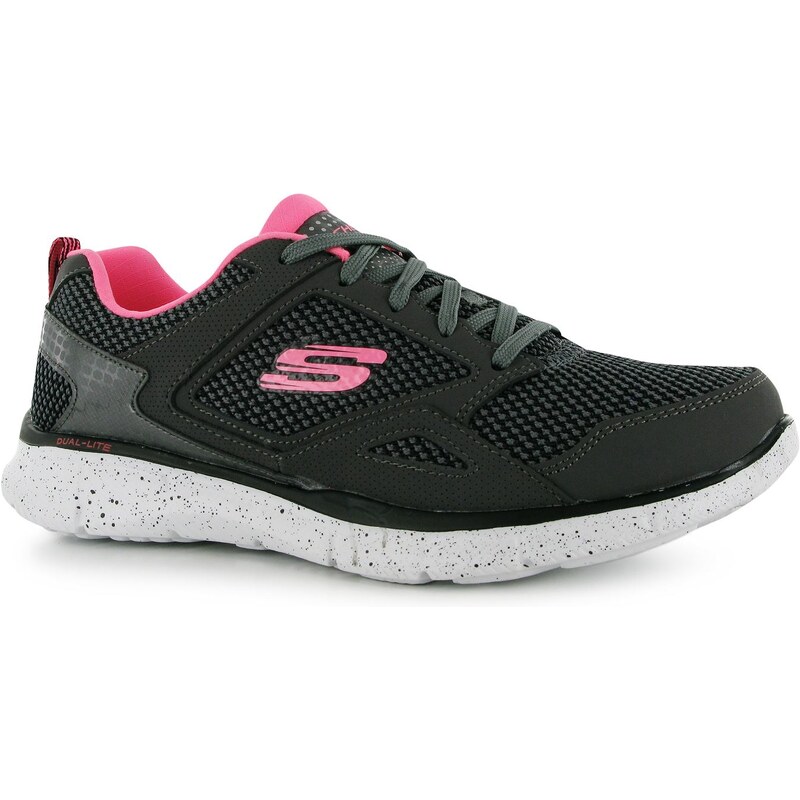 Skechers Equalizer New School Ladies Trainers, charcoal/pink