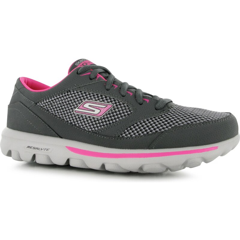 Skechers Go Walk Form Fit Ladies Trainers, charcoal/pink