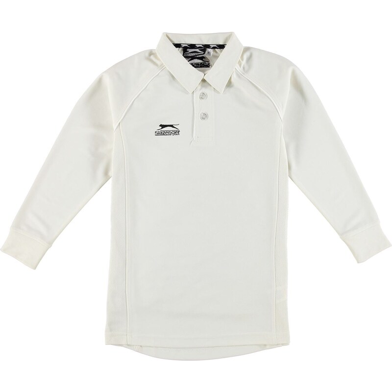 Slazenger Long Sleeve Cricket Shirt Junior Boys, white