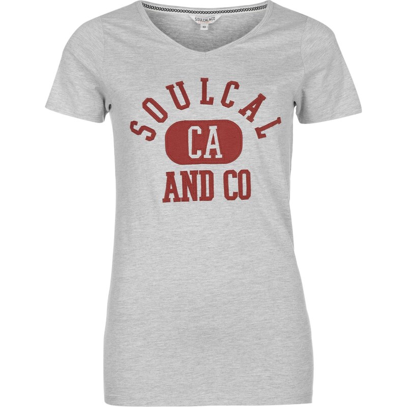 Soul Cal Tričko SoulCal Heritage V Neck dám. popelavě šedá