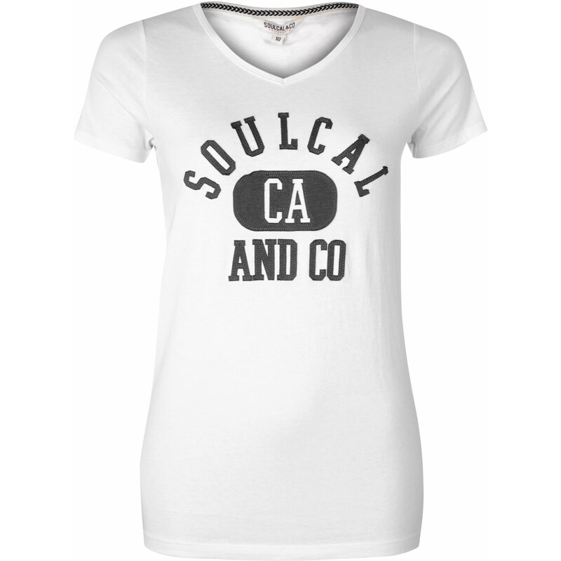 Triko SoulCal Heritage V Neck T Shirt dámské White