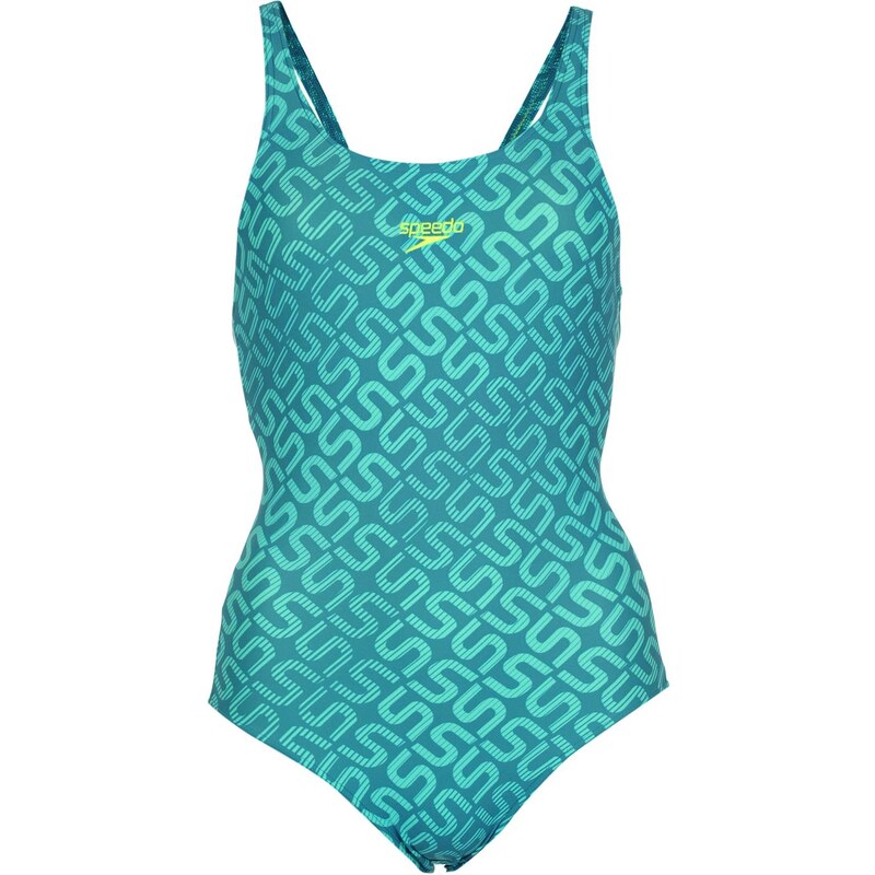 Speedo Mono All Over Print Swimming Costume Ladies, blue/yellow