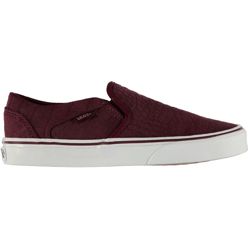 Vans Asher Crocodile Ladies Slip On Canvas Shoes, burgundy