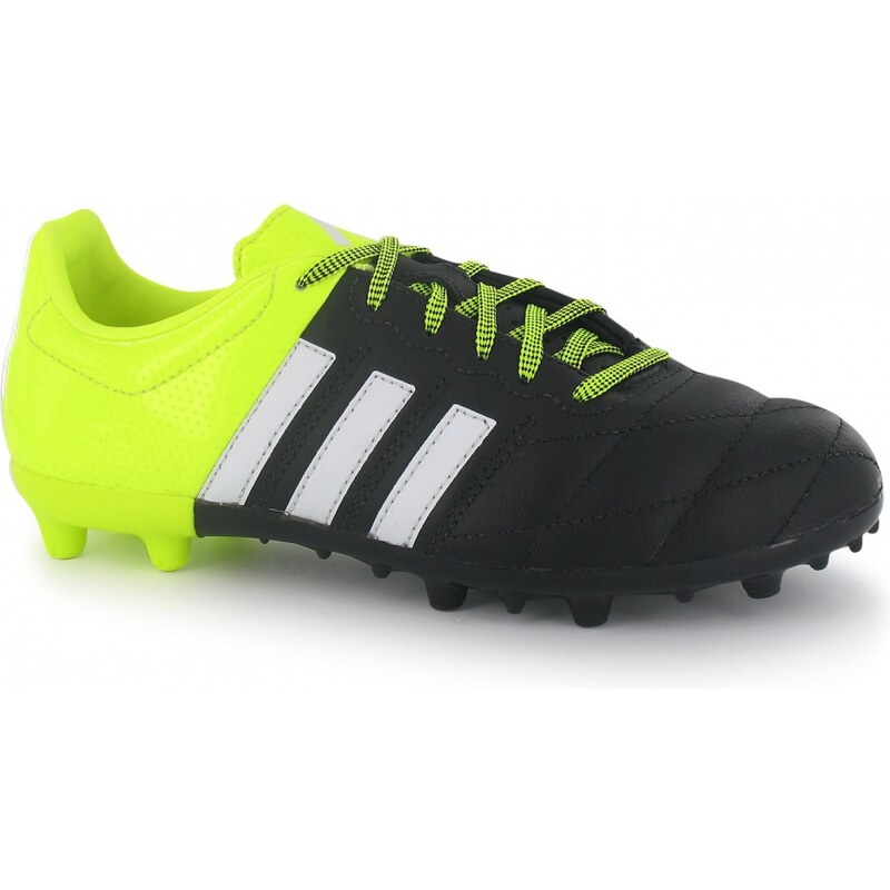 Adidas Ace 15.3 Leather Childrens FG Football Boots, black/yellow