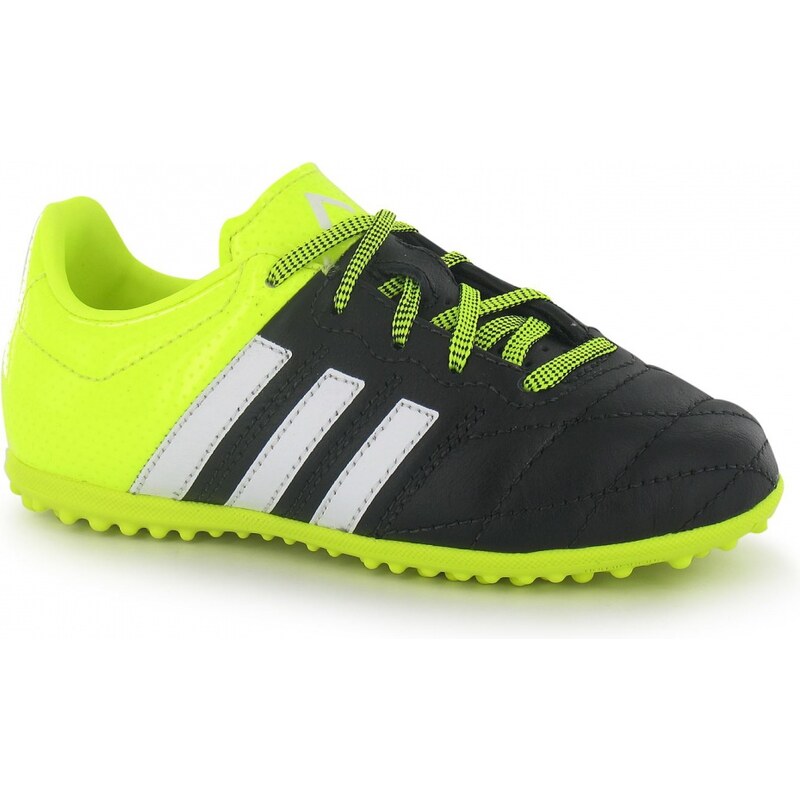 Adidas Ace 15.3 Leather Childrens Astro Turf Trainers, black/yellow