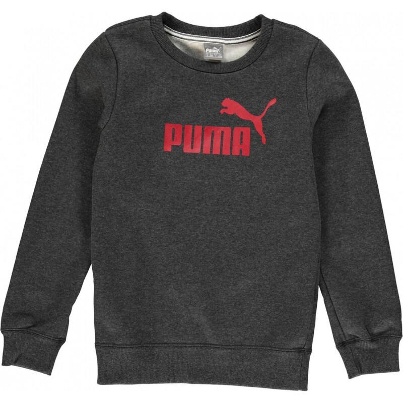 Puma No1 Logo Crew Neck Sweater Boys, dk grey/red
