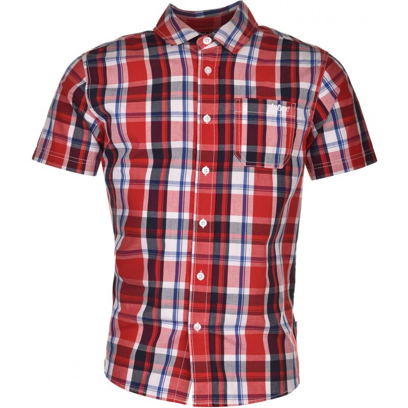 Lee Cooper Short Sleeved Checked Shirt Junior Boys, red/navy/blue