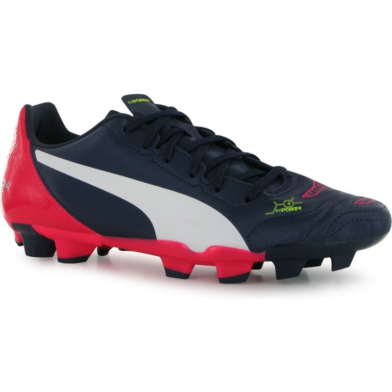 Puma evoPower 4.2 Firm Ground Junior Football Boots, peacoat/white