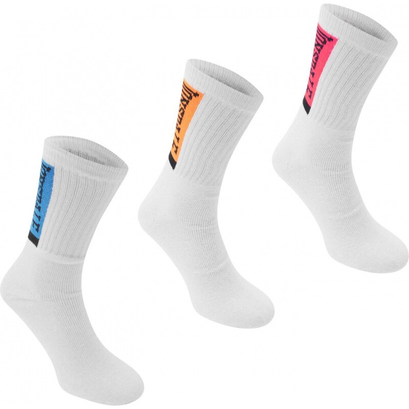 Lonsdale 3Pk Ladies Sport Crew Socks, white/neon