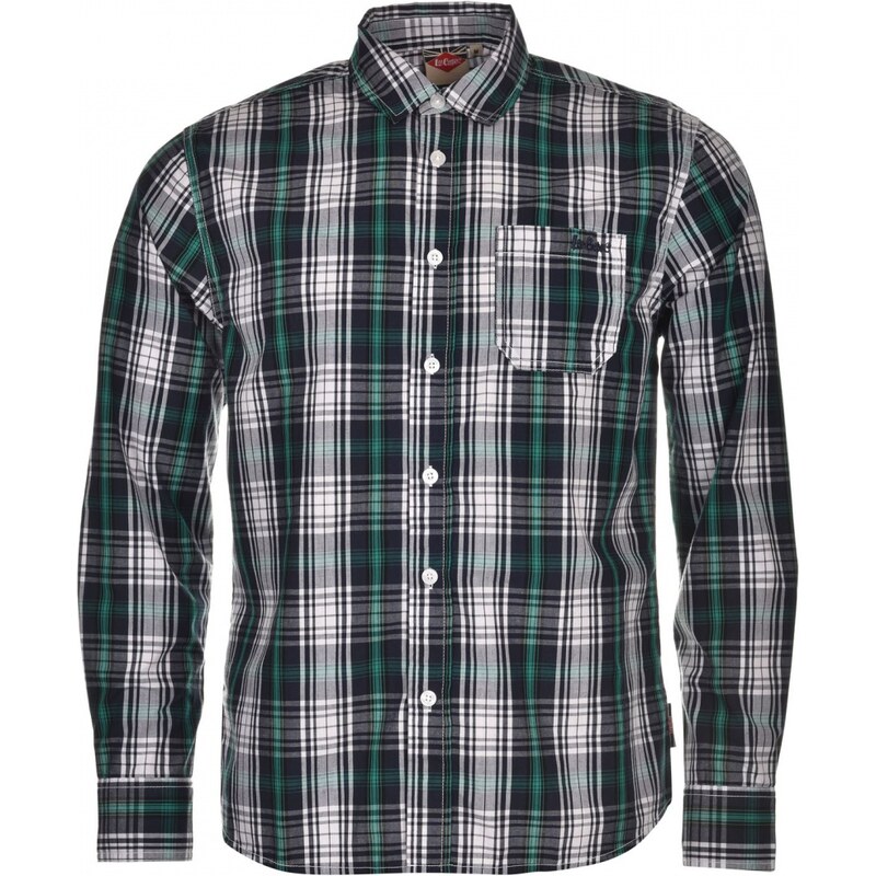 Lee Cooper Long Sleeved Fashion Check Shirt Junior, navy/green/whit