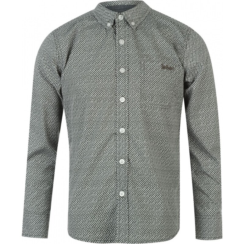 Lee Cooper Long Sleeve All Over Pattern Textile Shirt Boys, charc/wht aop