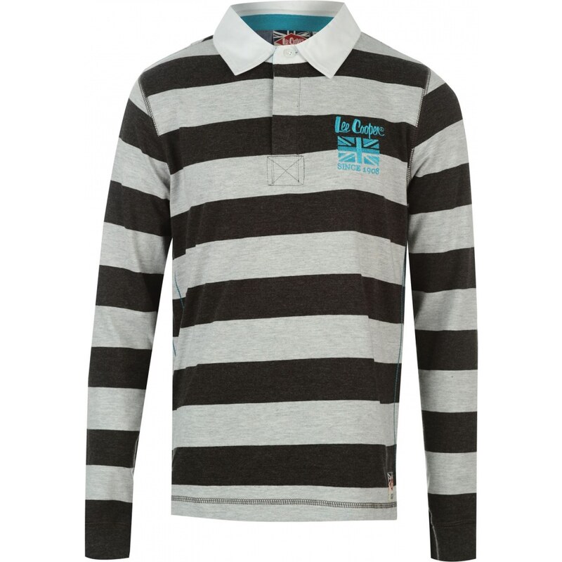 Lee Cooper Long Sleeve Rugby Top Boys, char m/grey m