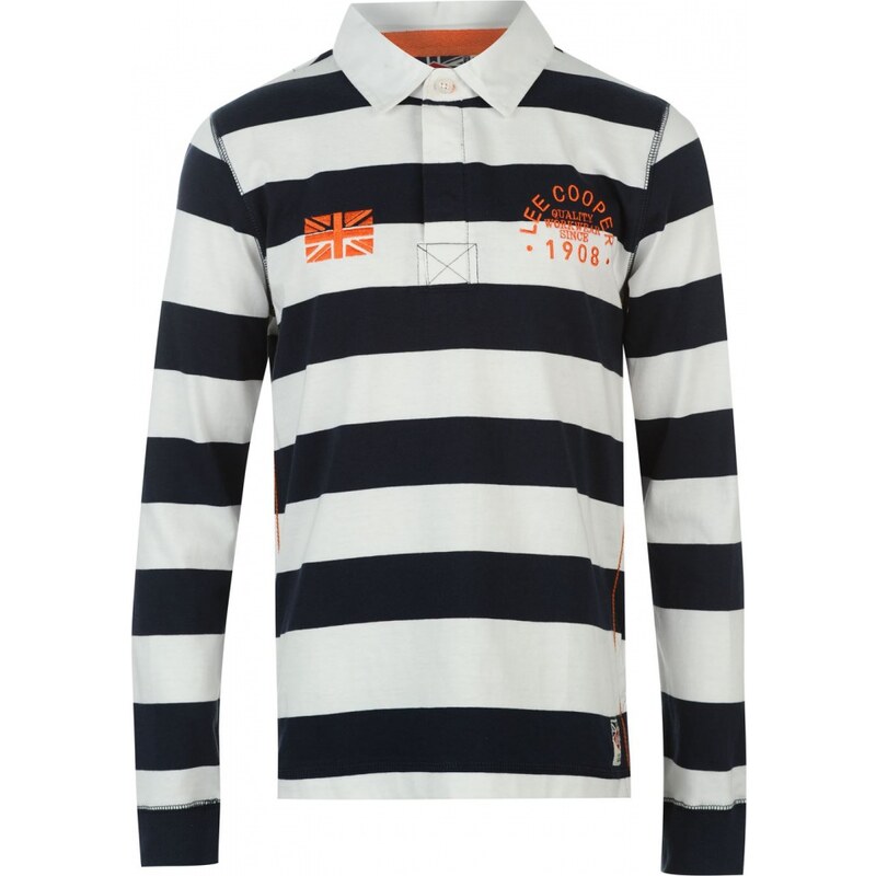 Lee Cooper Long Sleeve Rugby Top Boys, navy/white