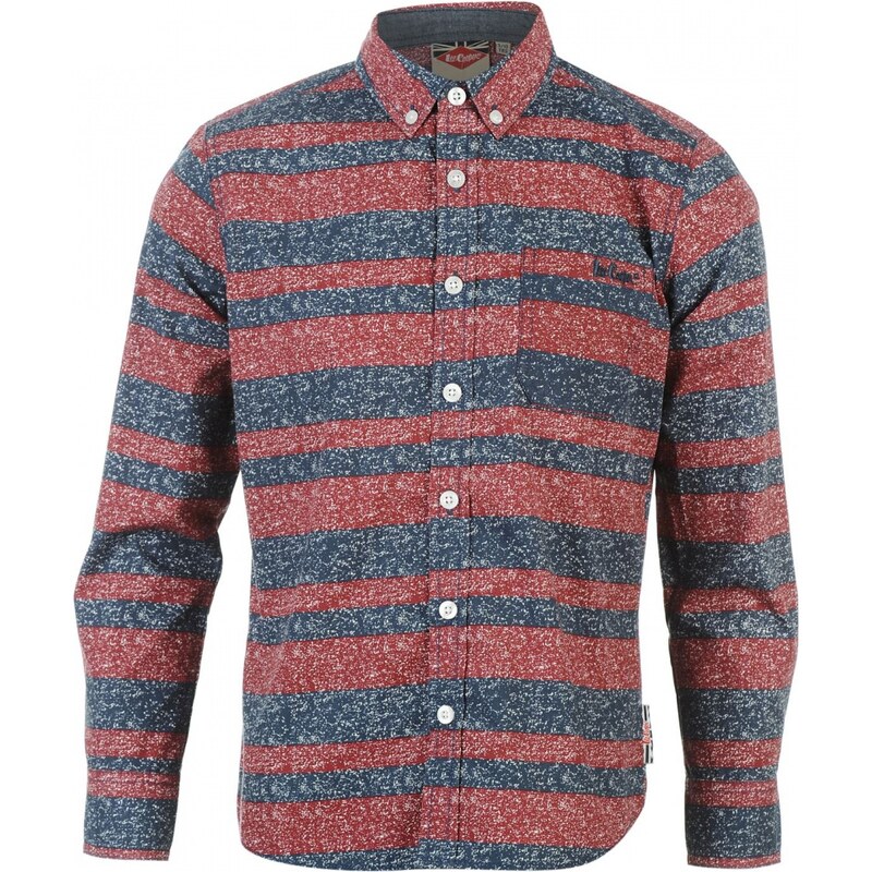 Lee Cooper Long Sleeve All Over Pattern Textile Shirt Boys, red/blue aop