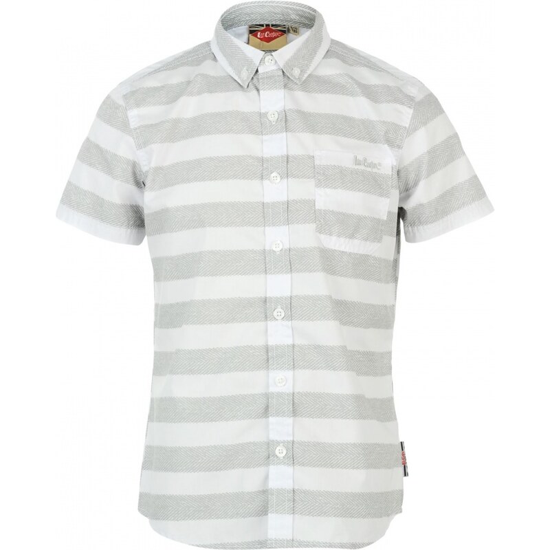 Lee Cooper Short Sleeve All Over Pattern Textile Shirt Boys, wht/grystrp aop