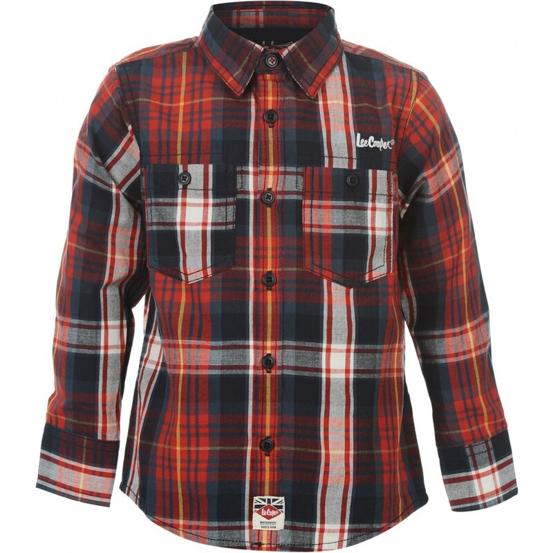 Lee Cooper Long Sleeve Check Infants Shirt, red/navy check