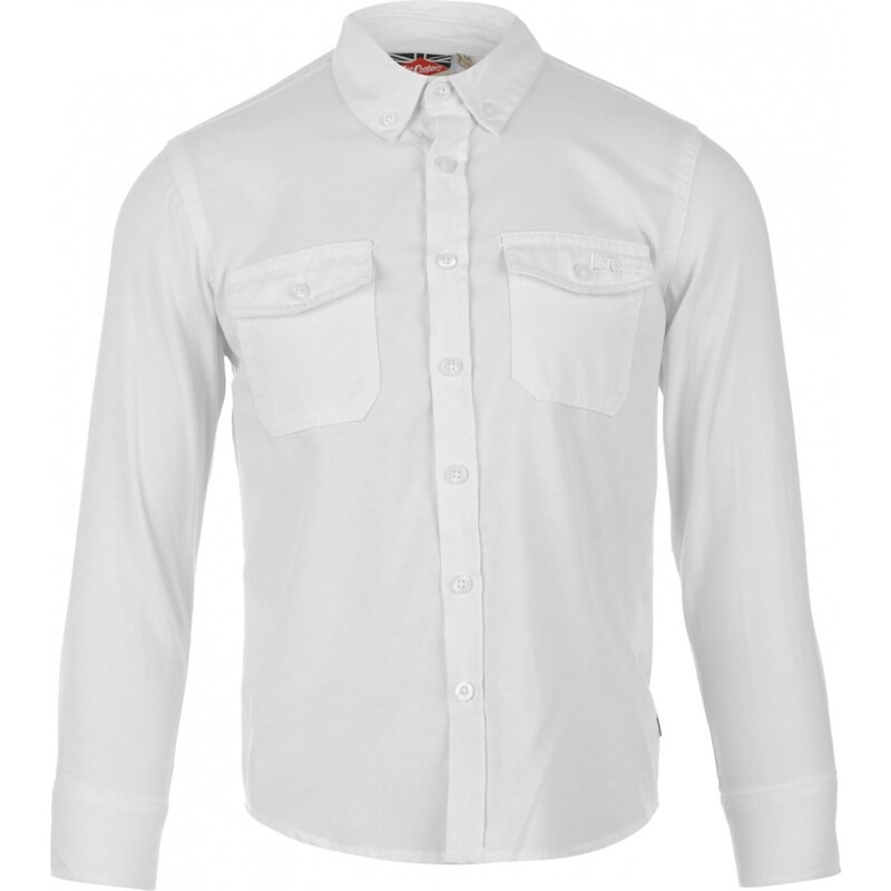 Lee Cooper Long Sleeved Oxford Shirt Junior Boys, optic white
