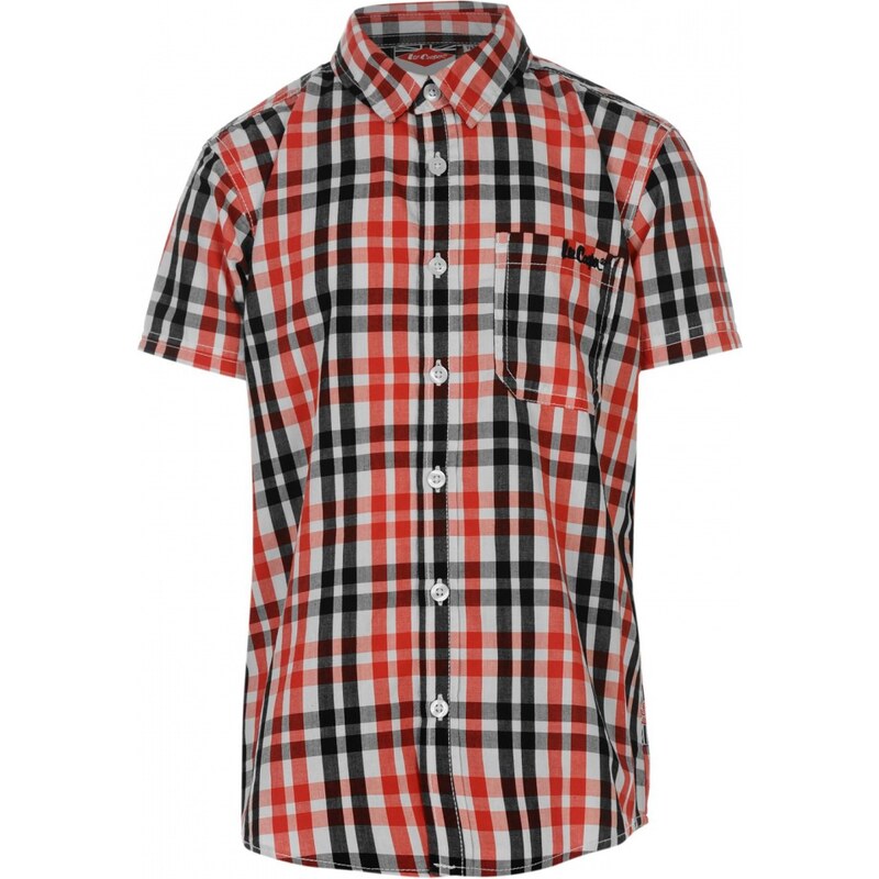 Lee Cooper Short Sleeved Checked Shirt Junior Boys, white/red/black