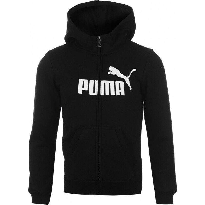 Puma No1 Logo Full Zip Hooded Top Junior, black