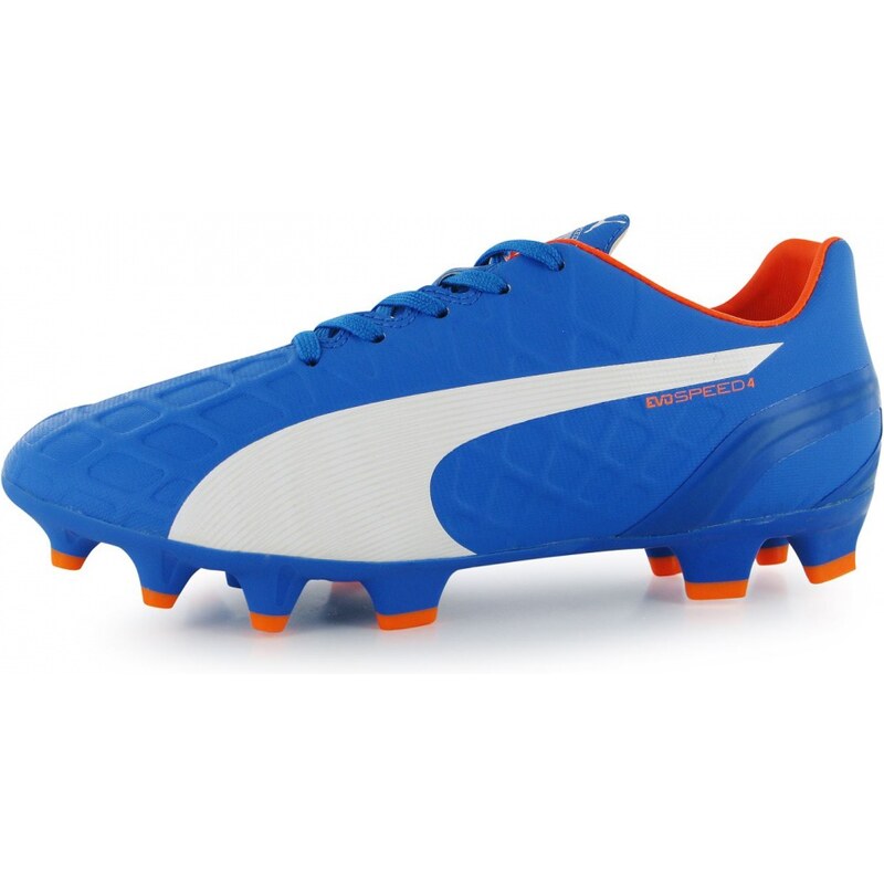 Puma evoSpeed 4 FG Junior Football Boots, blue/orange