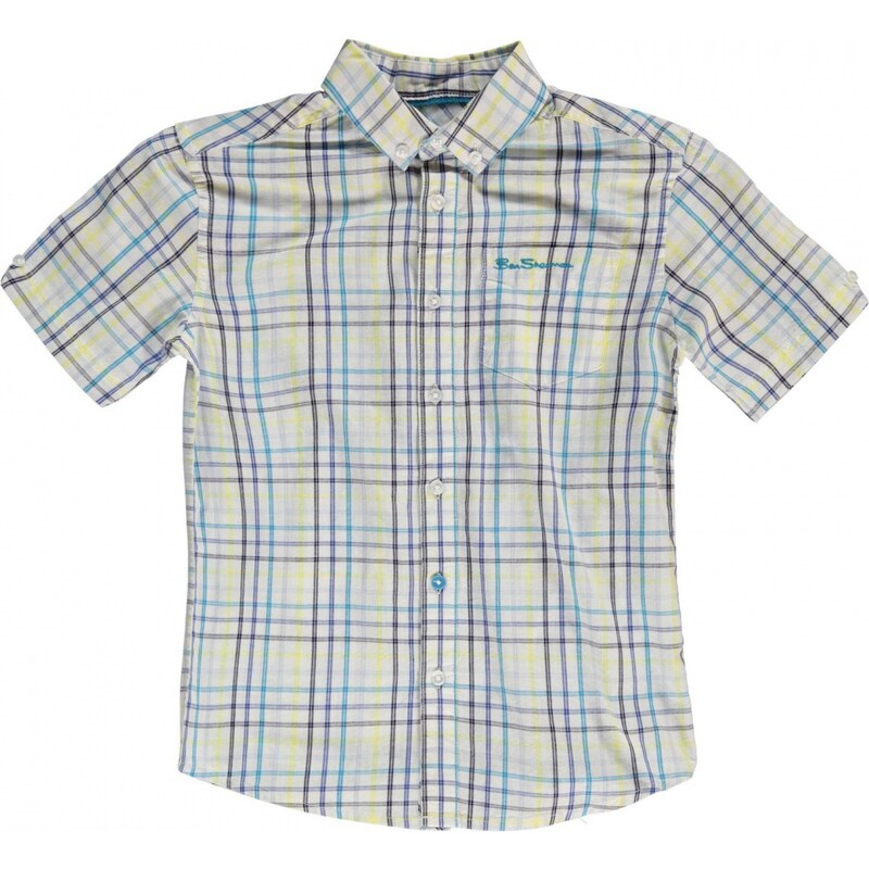 Ben Sherman 56T Short Sleeved Junior Shirt, blue check