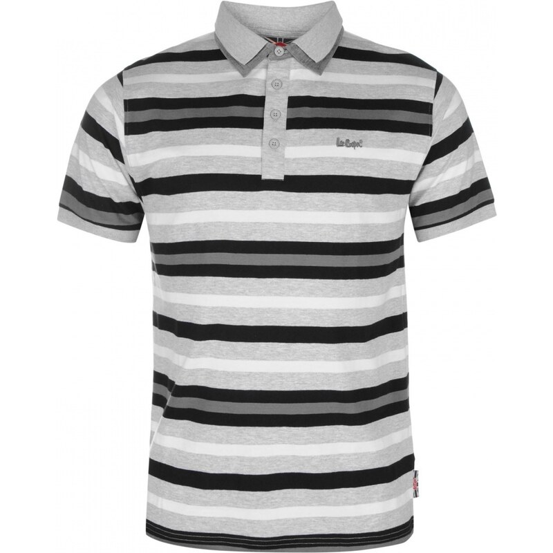 Lee Cooper Double Collar Polo Shirt Junior Boys, grey m/blk