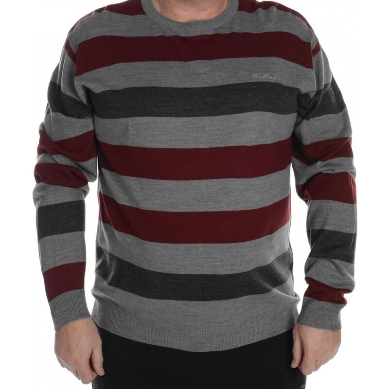 Pierre Cardin Cardin Extra Large Stripe Knitted Jumper Mens, grey marl