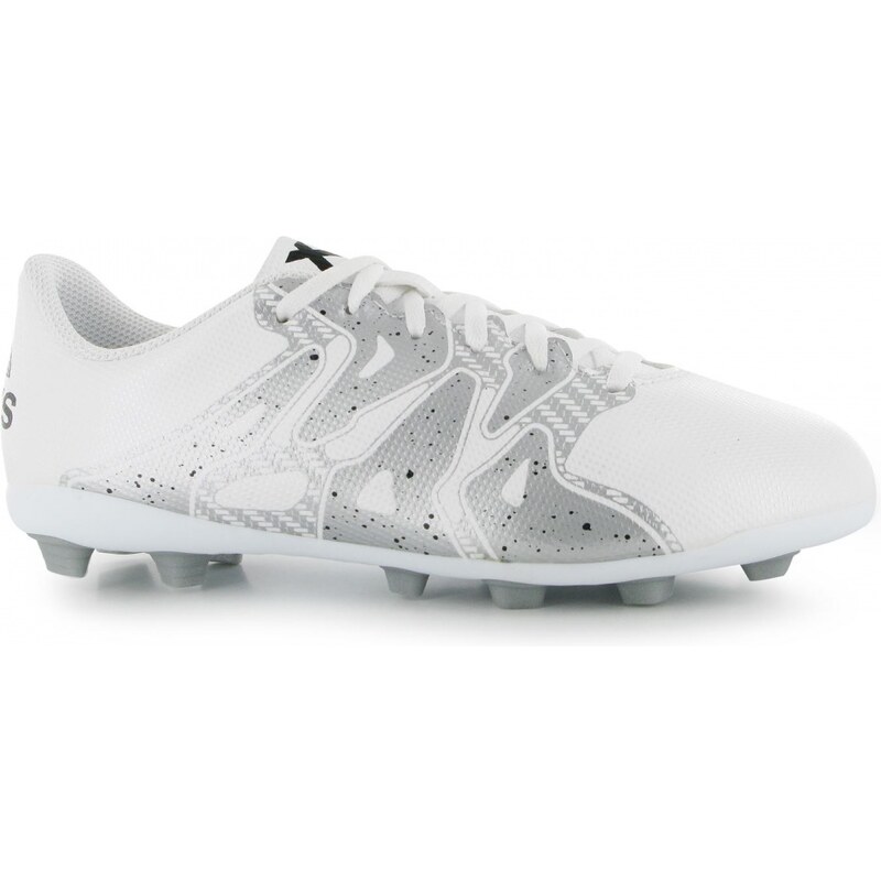 Adidas X 15.4 Junior Firm Ground Football Boot, white/black