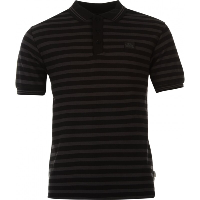 Lonsdale Yarn Dye Striped Polo Shirt Mens, black/charcoal