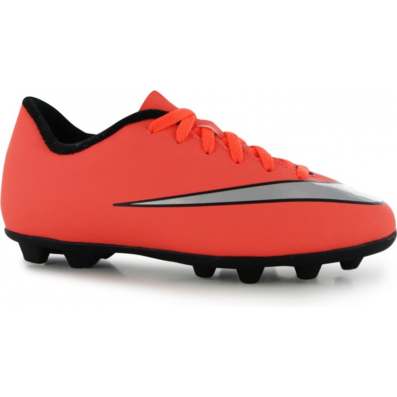 Nike Mercurial Vortex II FG Junior Football Boots, mango/silver